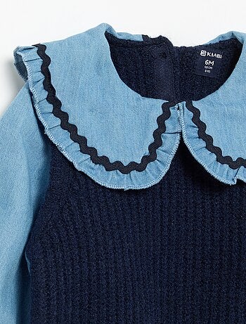 Camisola 2 em 1 com gola Peter Pan
