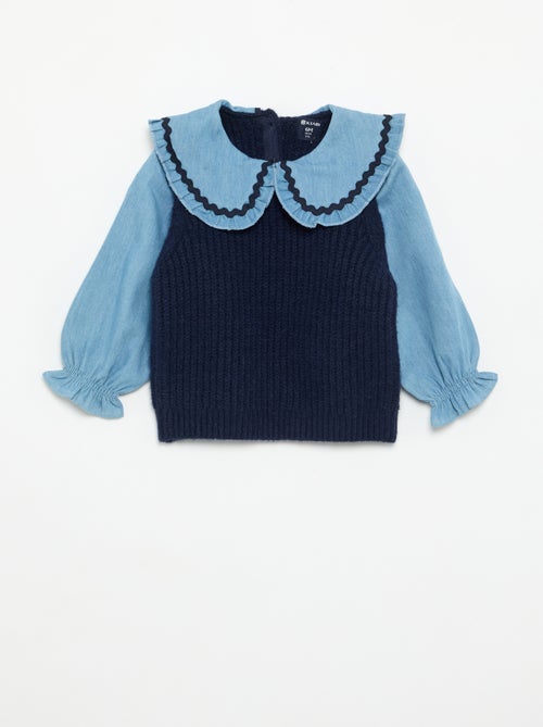 Camisola 2 em 1 com gola Peter Pan - Kiabi