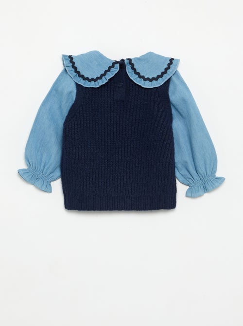 Camisola 2 em 1 com gola Peter Pan - Kiabi