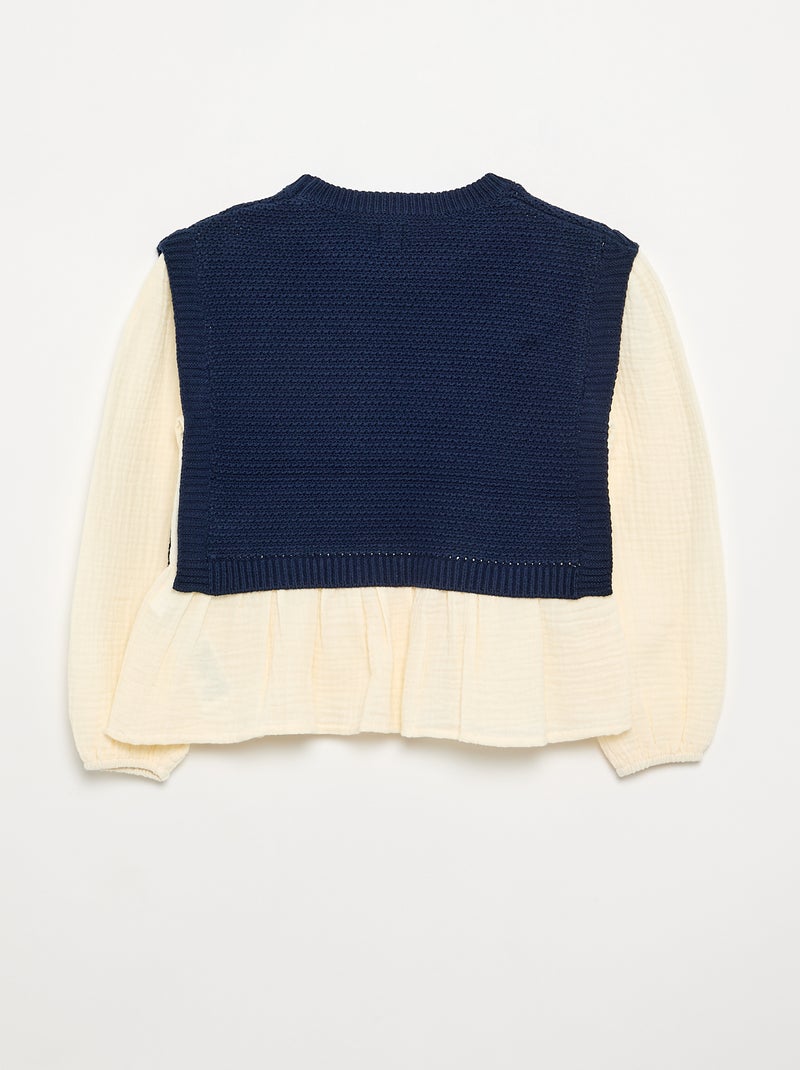 Camisola 2 em 1 efeito blusa Azul - Kiabi