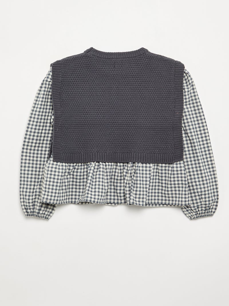 Camisola 2 em 1 efeito blusa Cinza - Kiabi