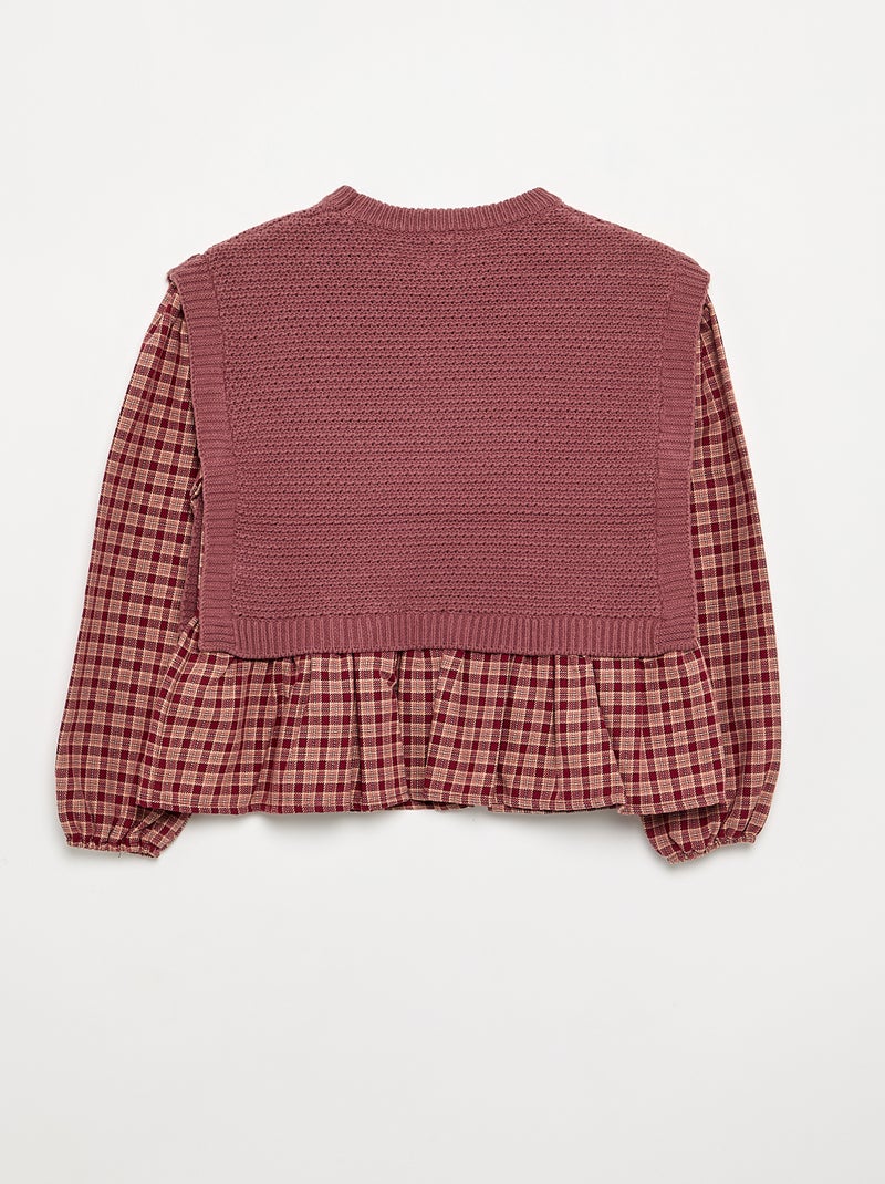Camisola 2 em 1 efeito blusa Vermelho - Kiabi