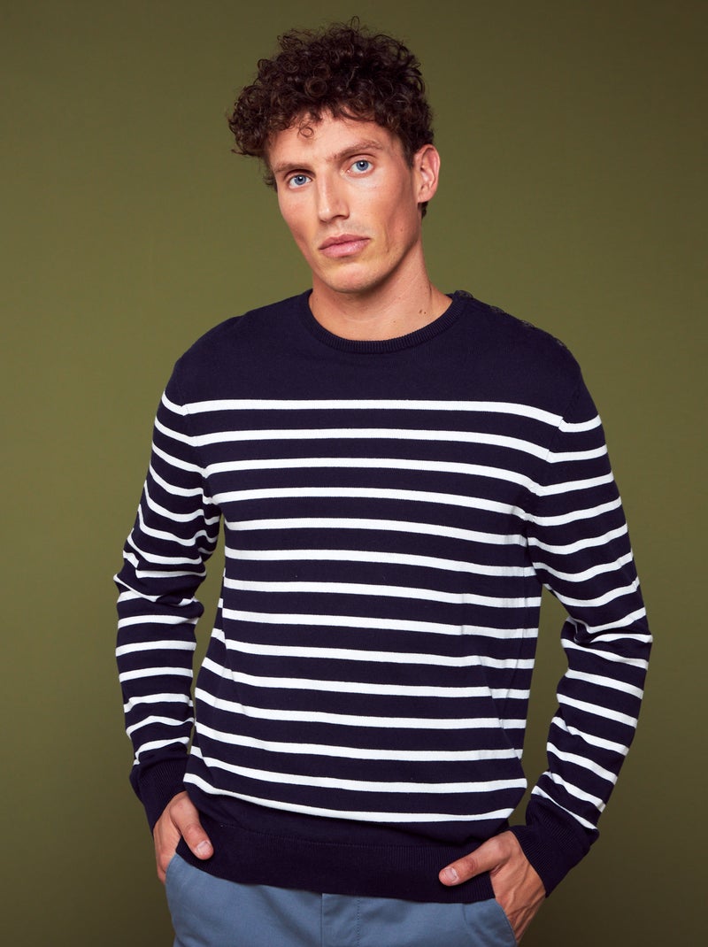 Camisola à marinheiro com gola redonda AZUL - Kiabi
