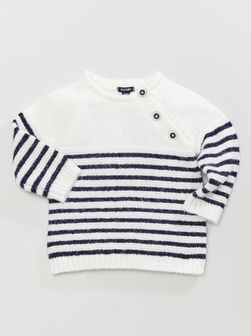 Camisola à marinheiro de malha AZUL - Kiabi