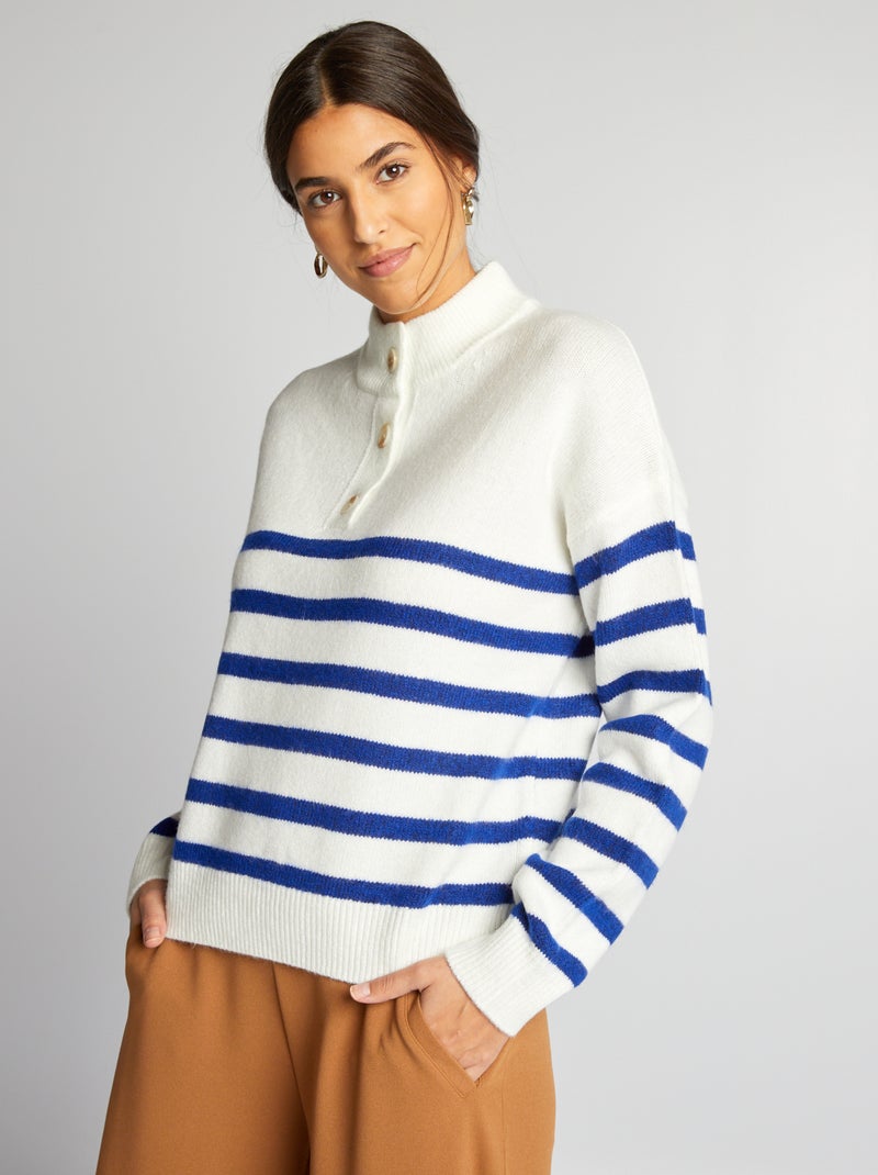 Camisola à marinheiro de malha BRANCO - Kiabi