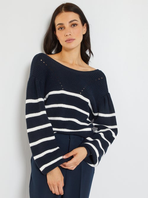 Camisola à marinheiro em malha ajurada - Kiabi