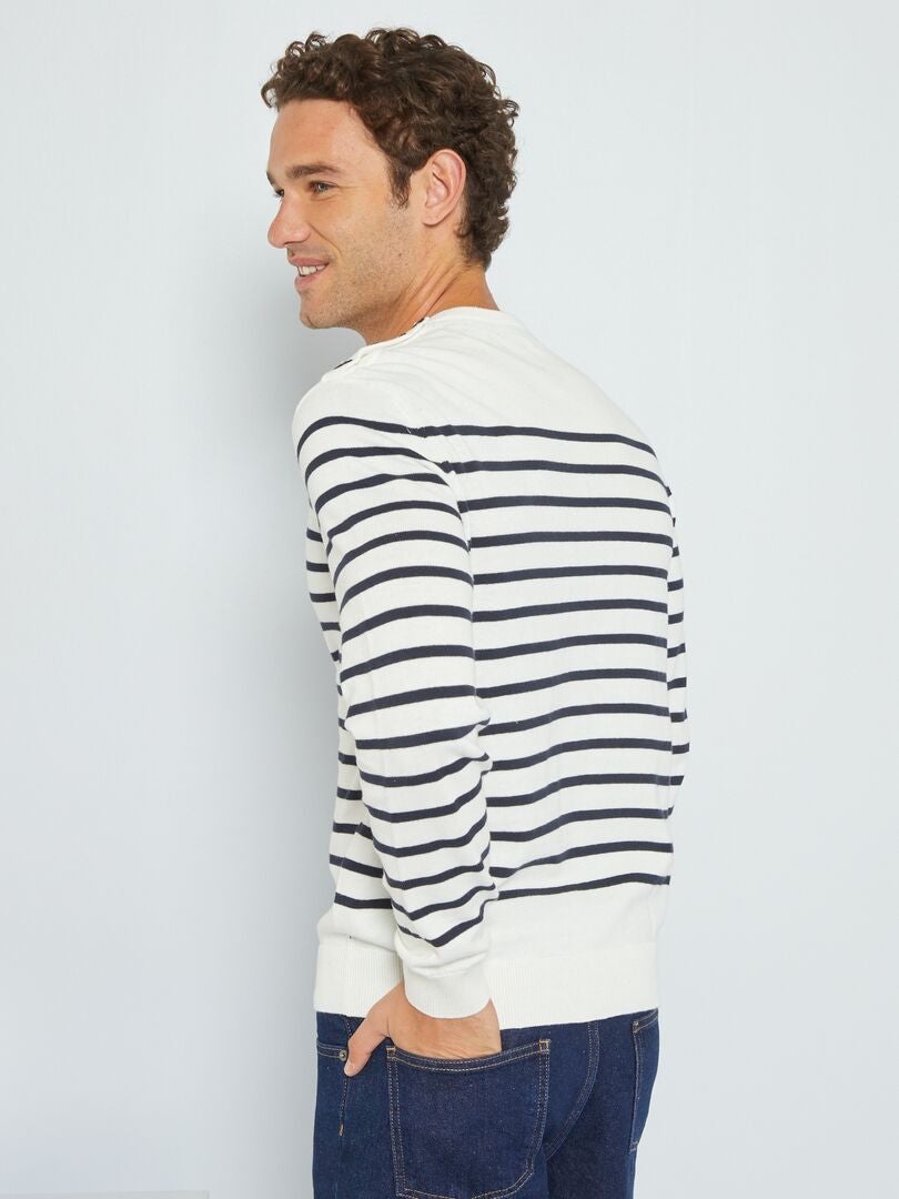 Camisola à marinheiro gola redonda BRANCO - Kiabi