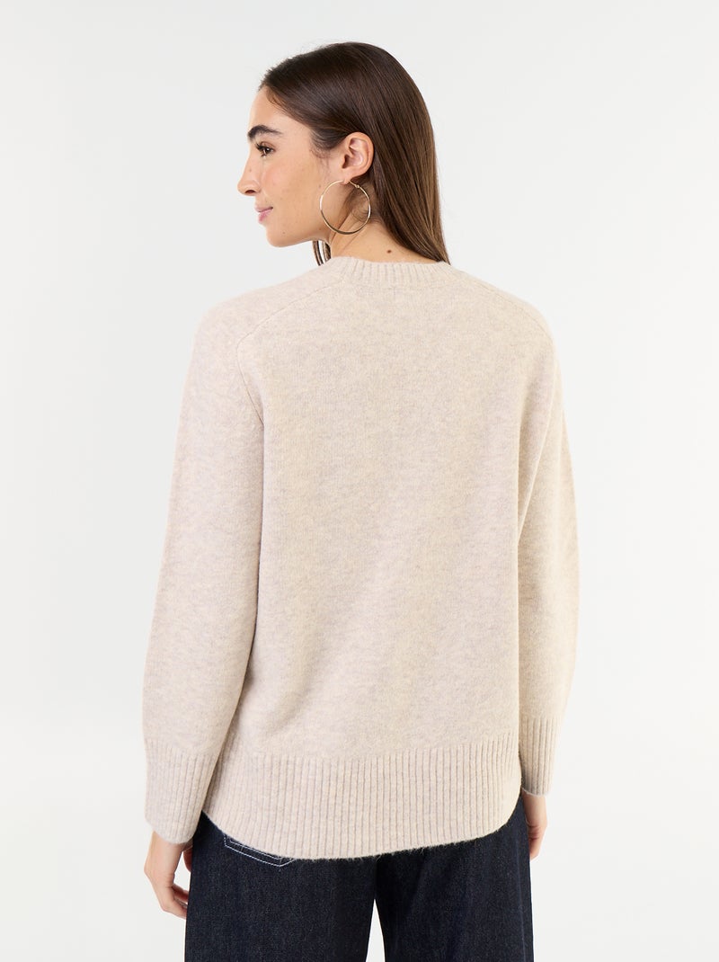 Camisola alongada em malha mesclada Bege - Kiabi