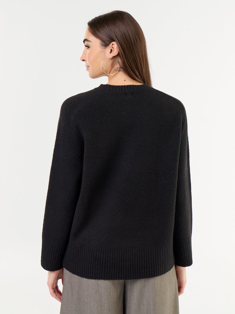 Camisola alongada em malha mesclada Preto - Kiabi