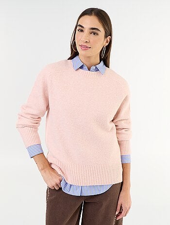Camisola alongada em malha mesclada