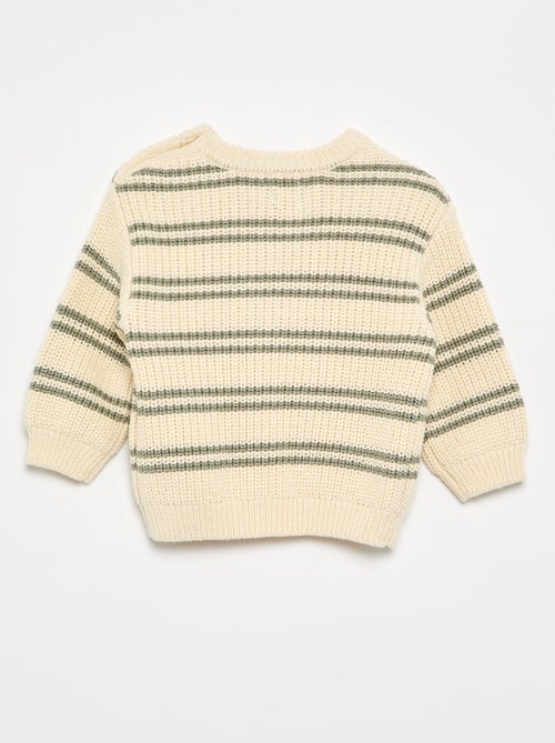Camisola às riscas com botões no ombro - Kiabi