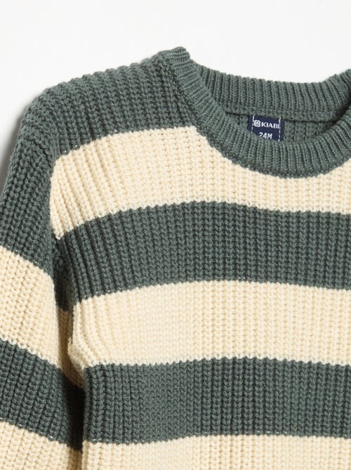 Camisola às riscas com botões no ombro - Kiabi
