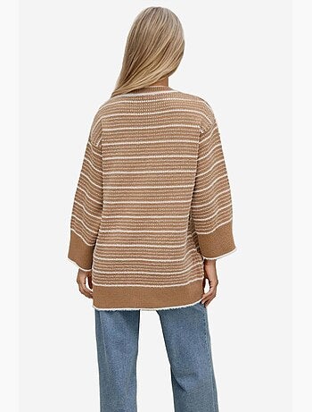 Camisola às riscas com decote redondo hiccup