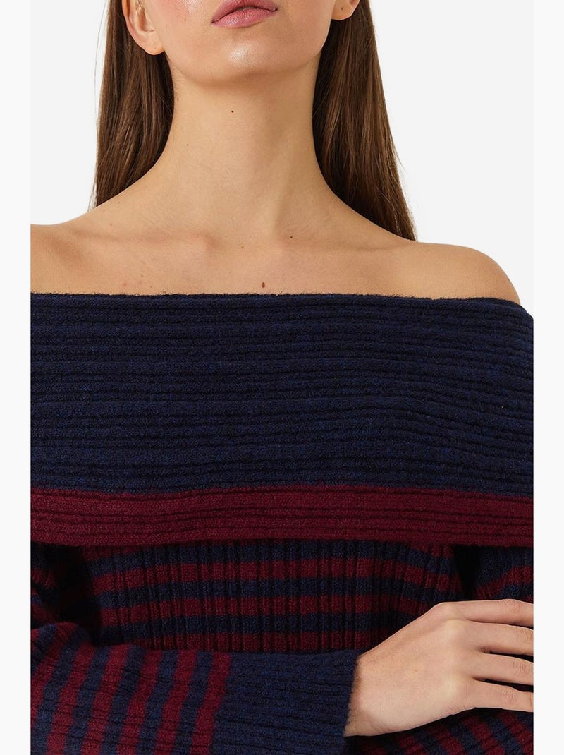 Camisola às riscas com gola alta lucci Azul-marinho - Kiabi