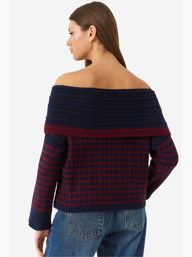 Camisola às riscas com gola alta lucci Azul-marinho - Kiabi