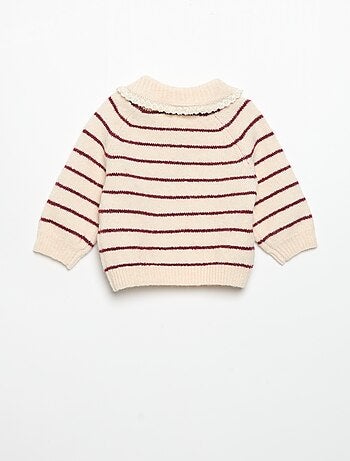 Camisola às riscas com gola fantasia