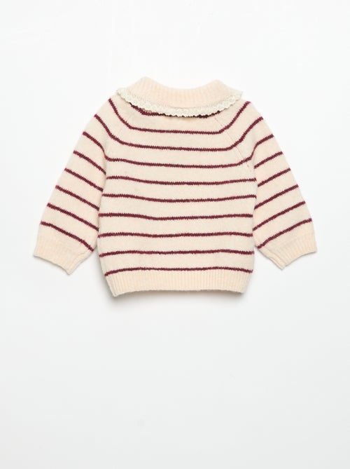 Camisola às riscas com gola fantasia - Kiabi