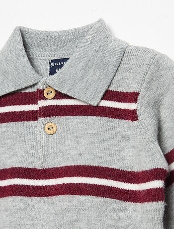 Camisola às riscas com gola polo