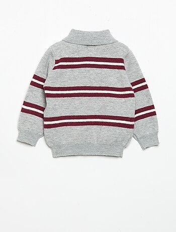Camisola às riscas com gola polo