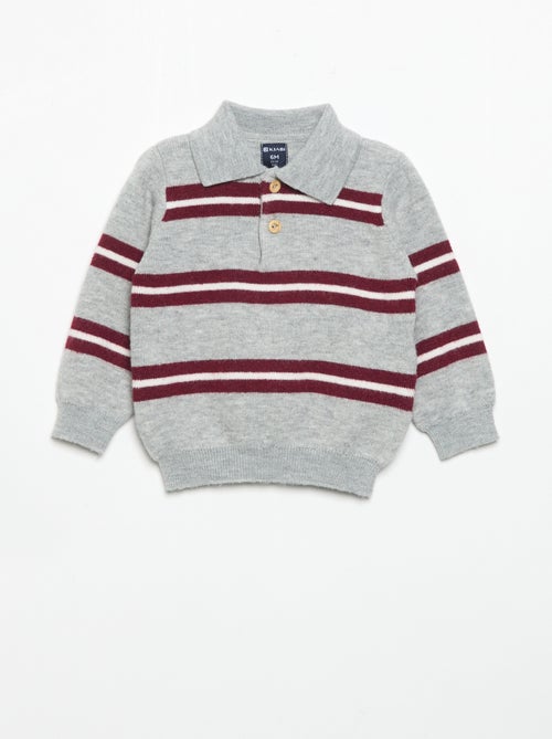 Camisola às riscas com gola polo - Kiabi