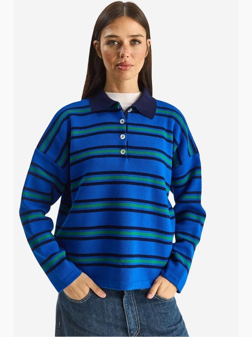 Camisola às riscas com gola polo e botões lucci - Kiabi Camisola às riscas com gola polo e botões lucci - Kiabi