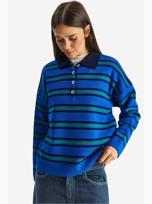Camisola às riscas com gola polo e botões lucci - Kiabi Camisola às riscas com gola polo e botões lucci - Kiabi