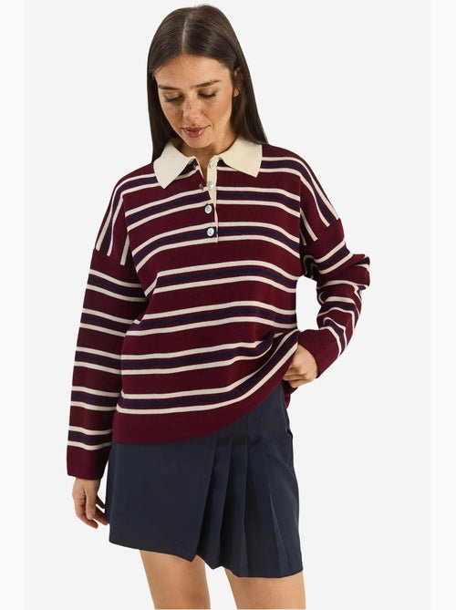 Camisola às riscas com gola polo e botões lucci - Kiabi Camisola às riscas com gola polo e botões lucci - Kiabi
