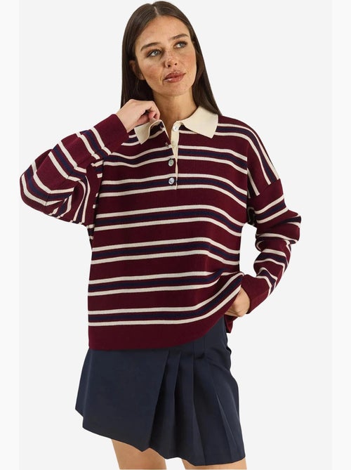 Camisola às riscas com gola polo e botões lucci - Kiabi Camisola às riscas com gola polo e botões lucci - Kiabi