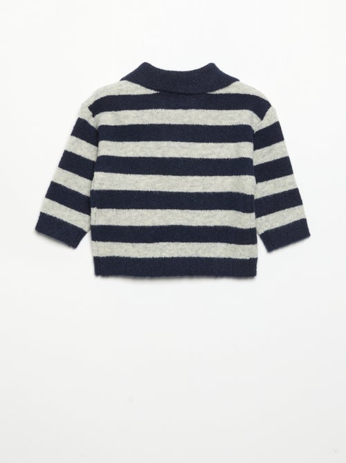 Camisola às riscas com gola polo não abotoada - Kiabi