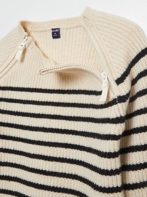 Camisola às riscas com gola redonda - coleção fácil de vestir - Kiabi