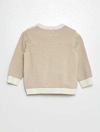 Camisola às riscas com gola redonda
