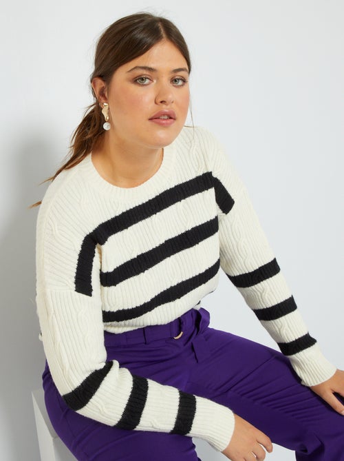 Camisola às riscas com gola redonda - Kiabi