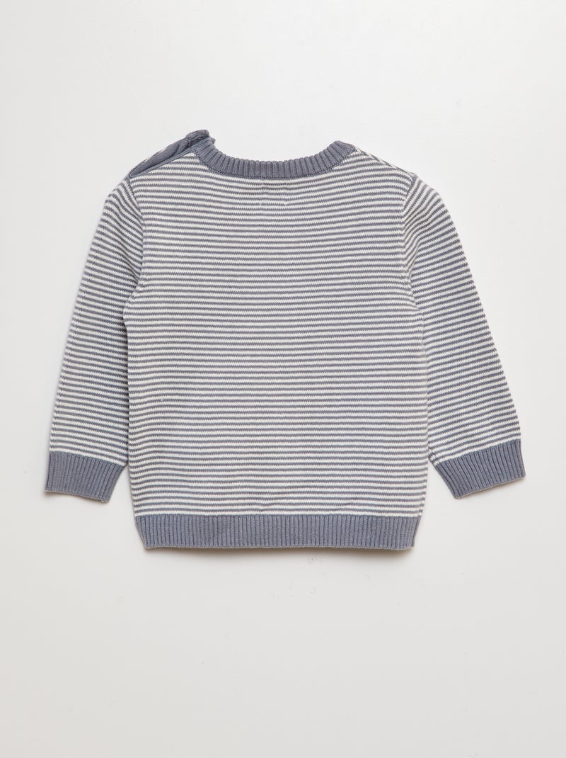 Camisola às riscas com gola redonda CINZA - Kiabi