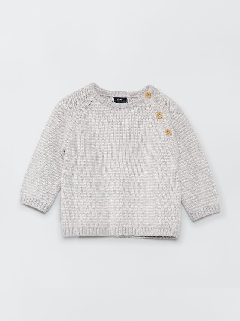 Camisola às riscas com gola redonda CINZA - Kiabi