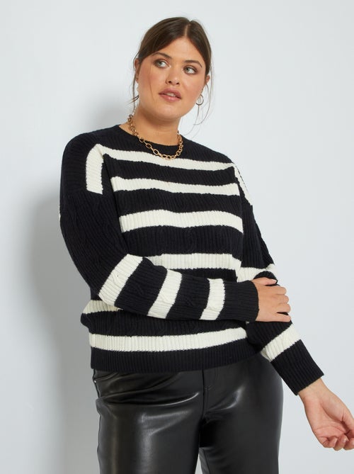 Camisola às riscas com gola redonda - Kiabi