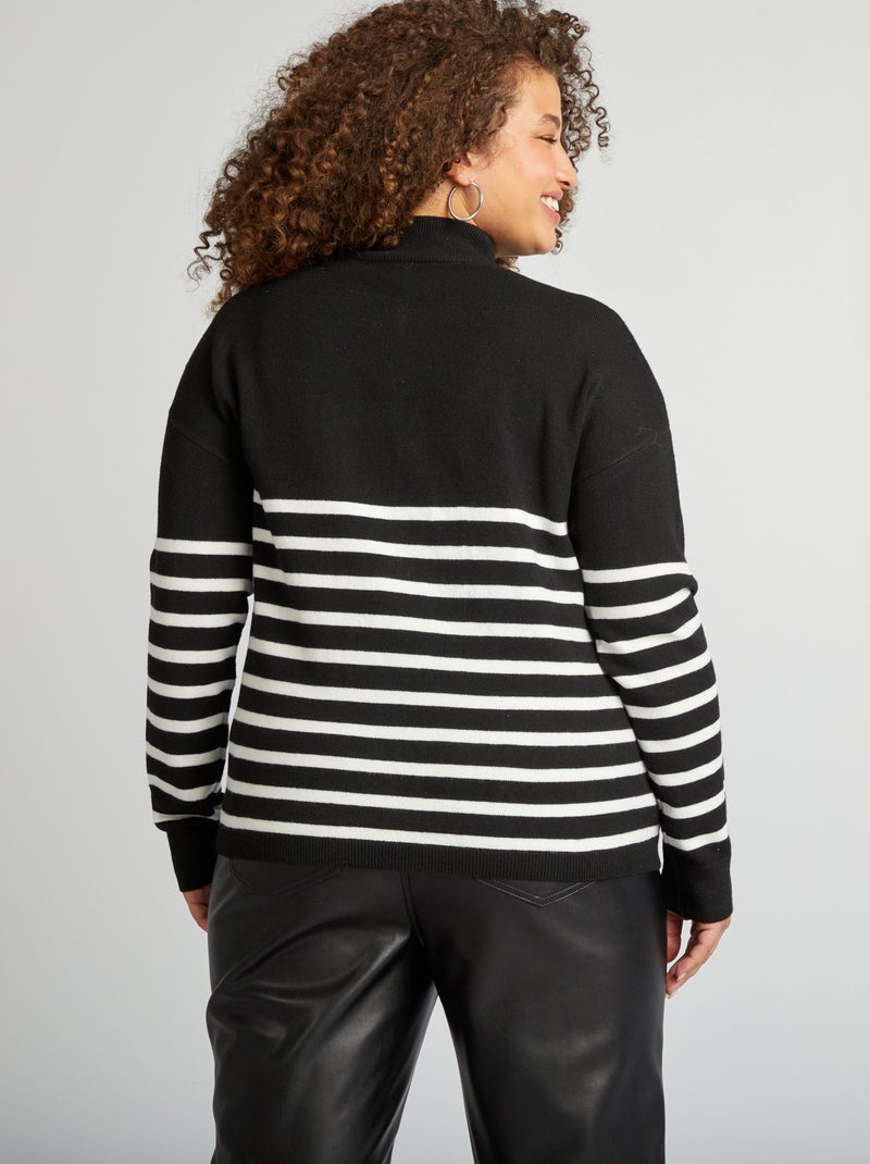 camisola-s-riscas-com-gola-subida-preto-tamanho-grande-mulher