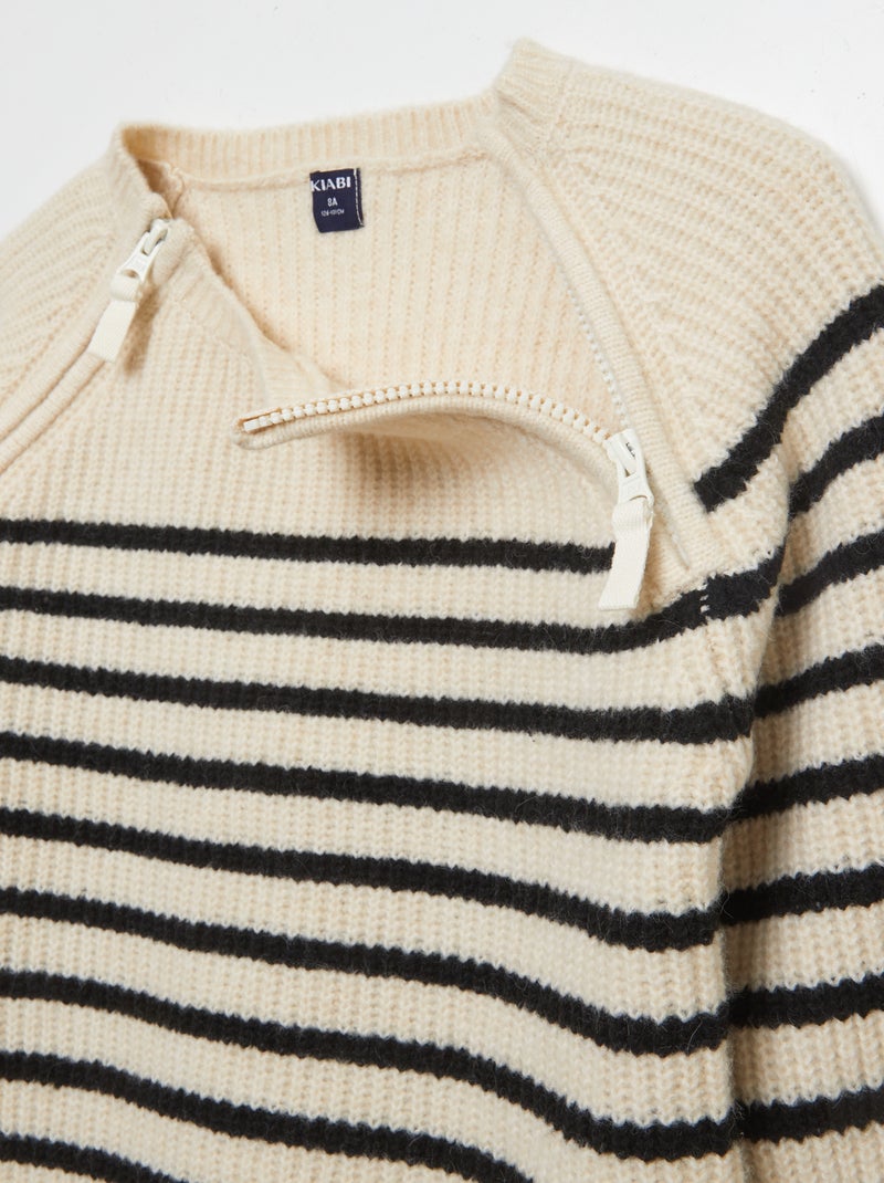 Camisola às riscas de gola redonda - So Easy BRANCO - Kiabi