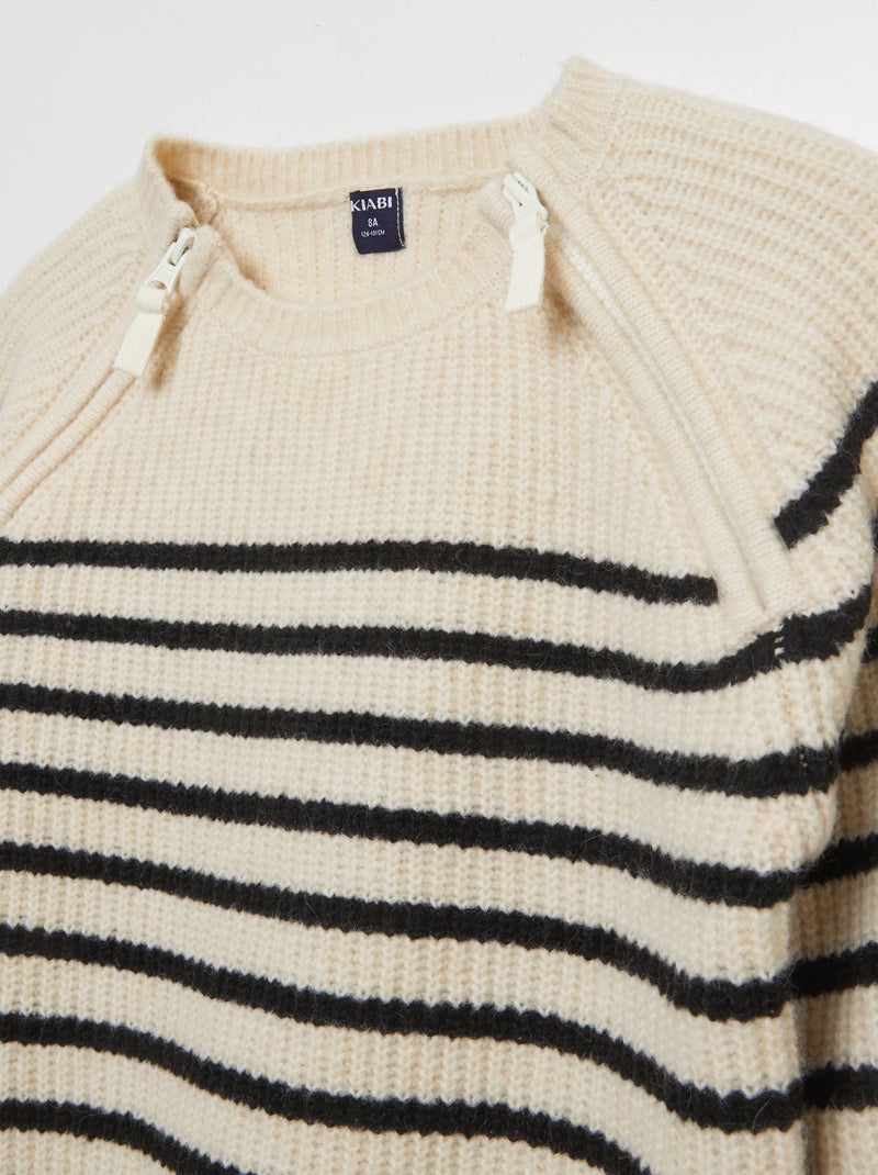 Camisola às riscas de gola redonda - So Easy BRANCO - Kiabi