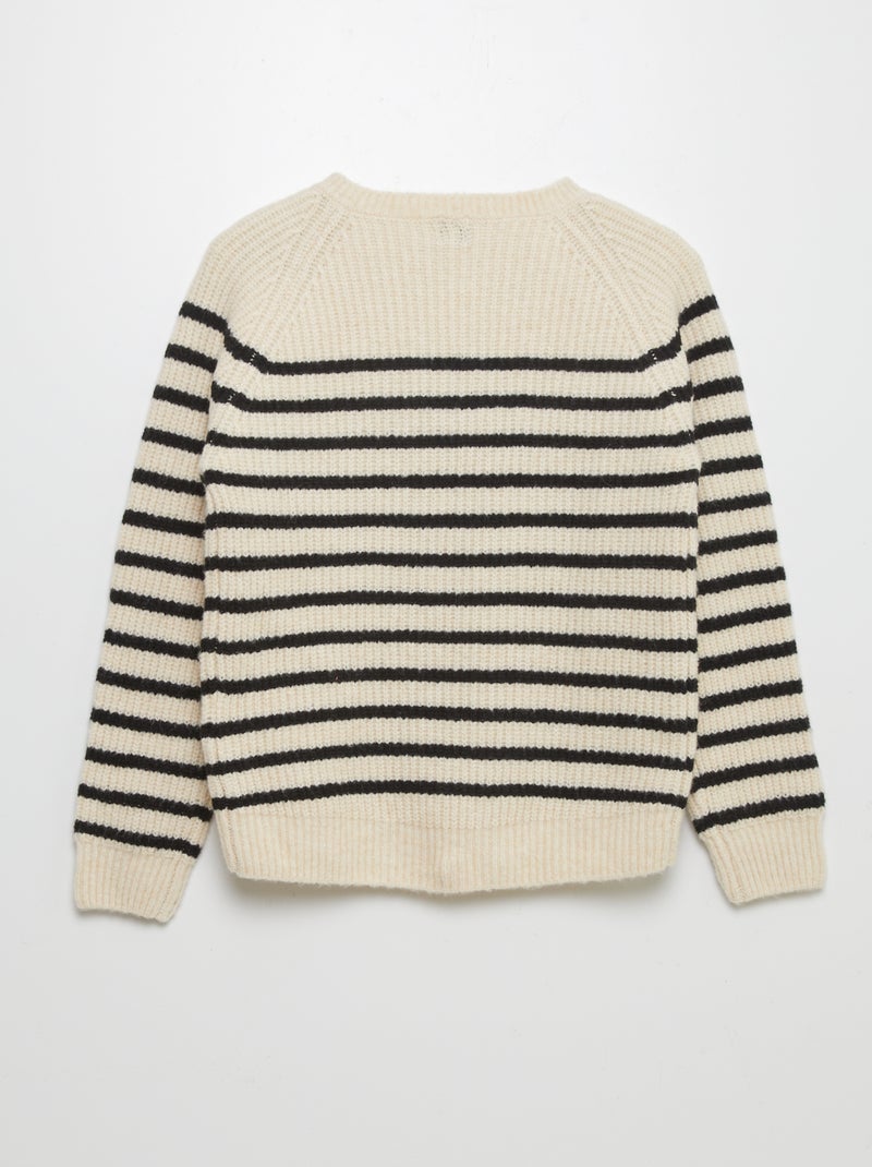 Camisola às riscas de gola redonda - So Easy BRANCO - Kiabi