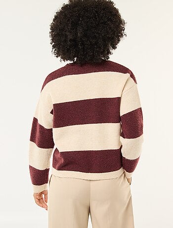 Camisola às riscas de gola redonda em material suave