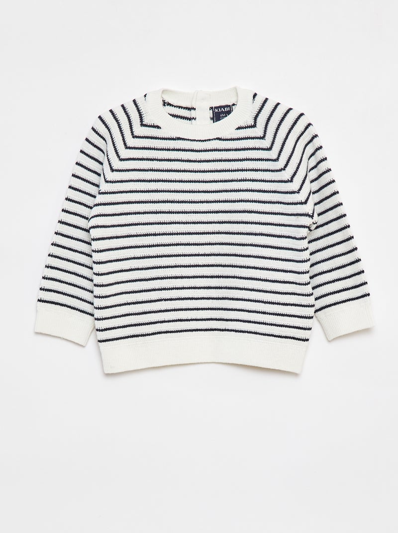 Camisola às riscas que abre com botões atrás Azul - Kiabi