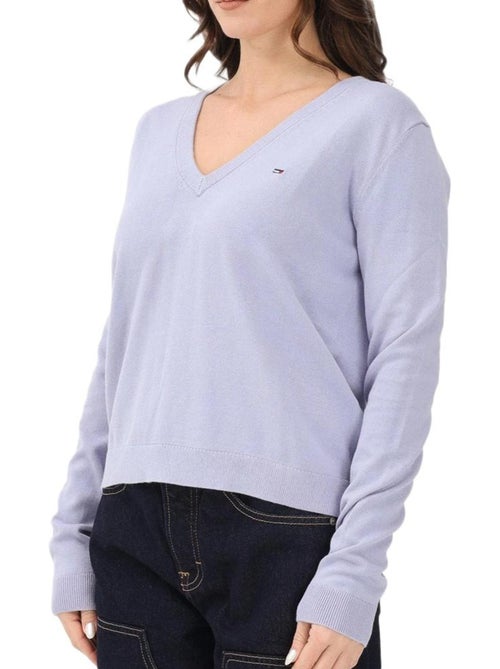 Camisola Azul de Mulher Tommy Hilfiger com Decote em V - Kiabi Camisola Azul de Mulher Tommy Hilfiger com Decote em V - Kiabi