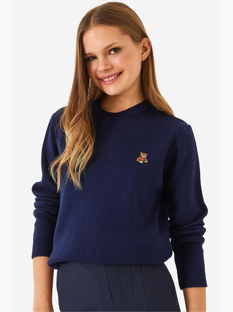 Camisola básica bordada teddy lucci Azul-marinho - Kiabi