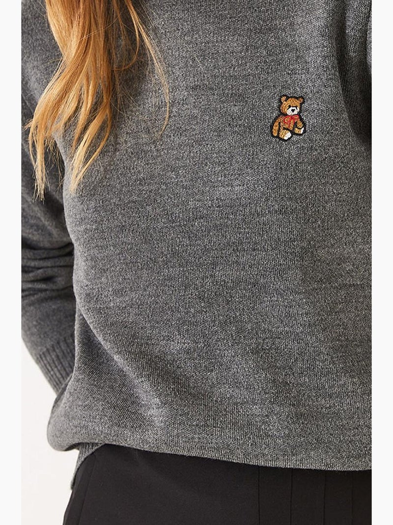 Camisola básica bordada teddy lucci Cinza escuro - Kiabi