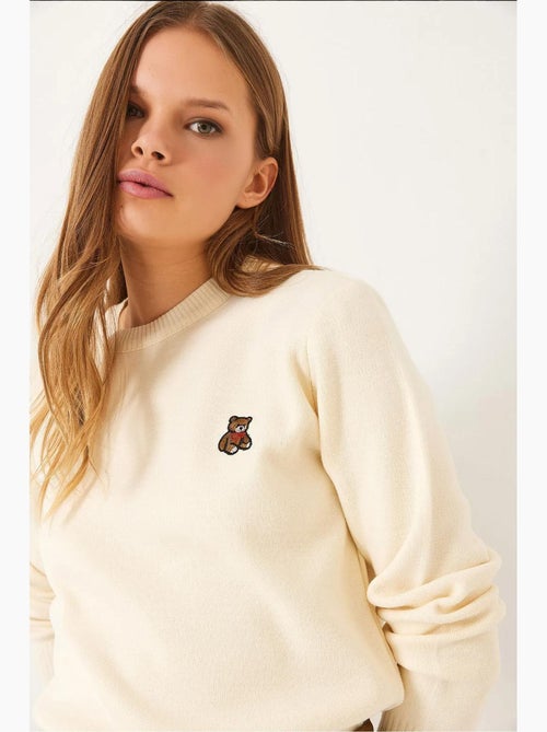 Camisola básica bordada teddy lucci - Kiabi Camisola básica bordada teddy lucci - Kiabi