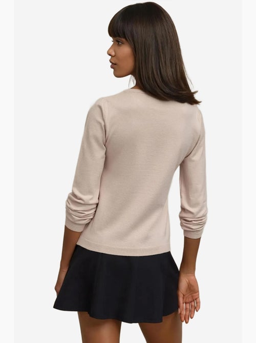 Camisola básica de gola redonda em mistura de viscose hiccup - Kiabi Camisola básica de gola redonda em mistura de viscose hiccup - Kiabi