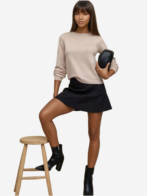 Camisola básica de gola redonda em mistura de viscose hiccup - Kiabi Camisola básica de gola redonda em mistura de viscose hiccup - Kiabi