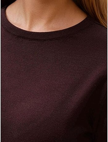 Camisola básica de gola redonda em mistura de viscose hiccup