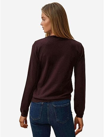 Camisola básica de gola redonda em mistura de viscose hiccup