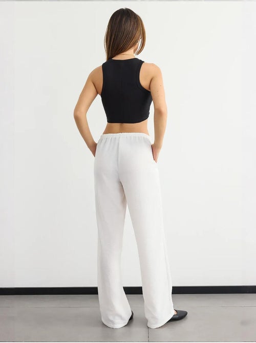 Camisola básica de gola redonda em tecido hiccup - Kiabi Camisola básica de gola redonda em tecido hiccup - Kiabi